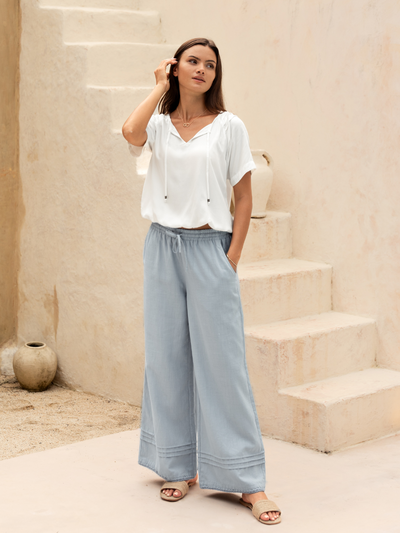 Carabella Cotton Pants Slate Blue