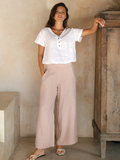 Portillo Linen Pants Tea Rose