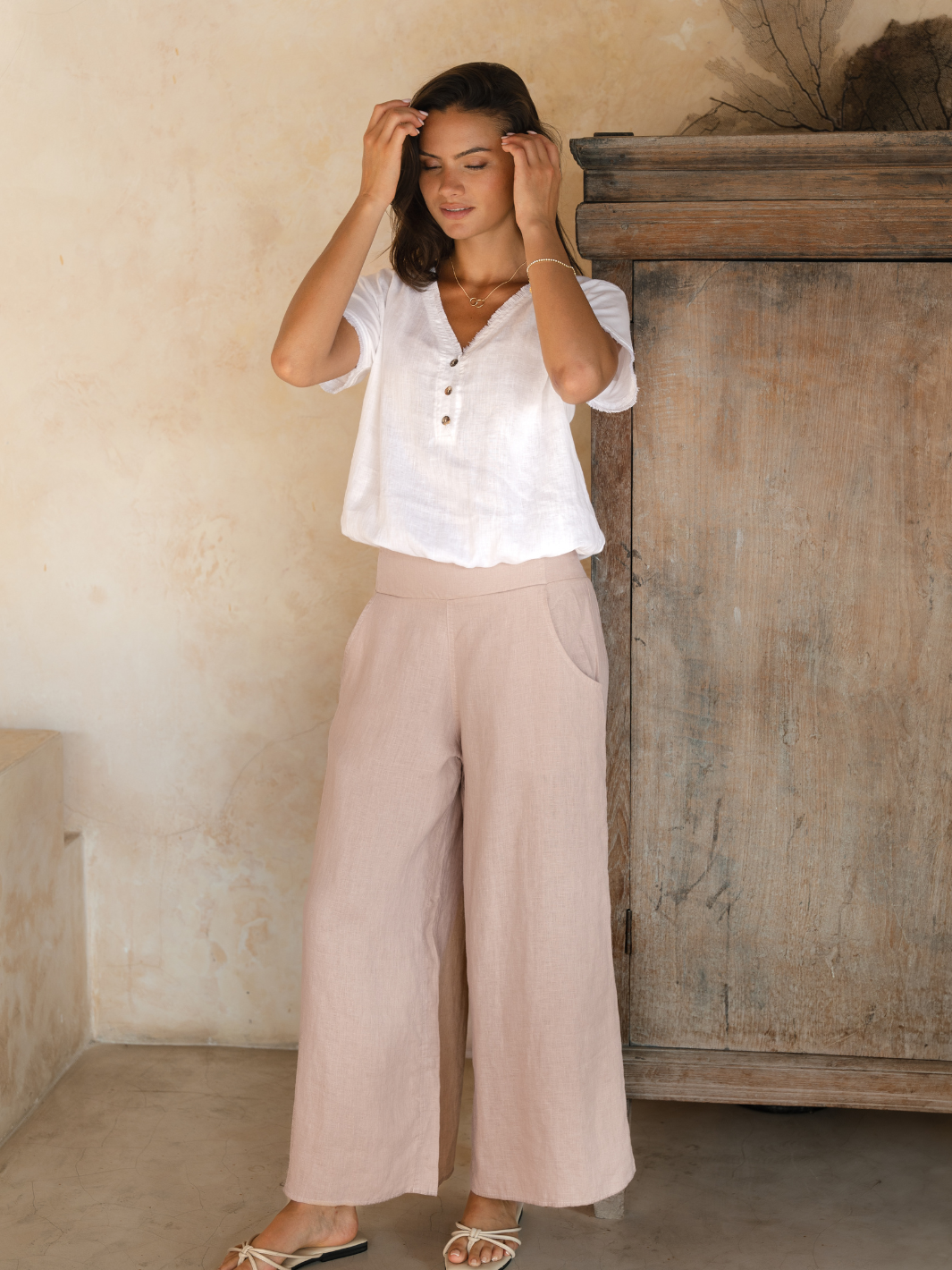 Portillo Linen Pants Tea Rose