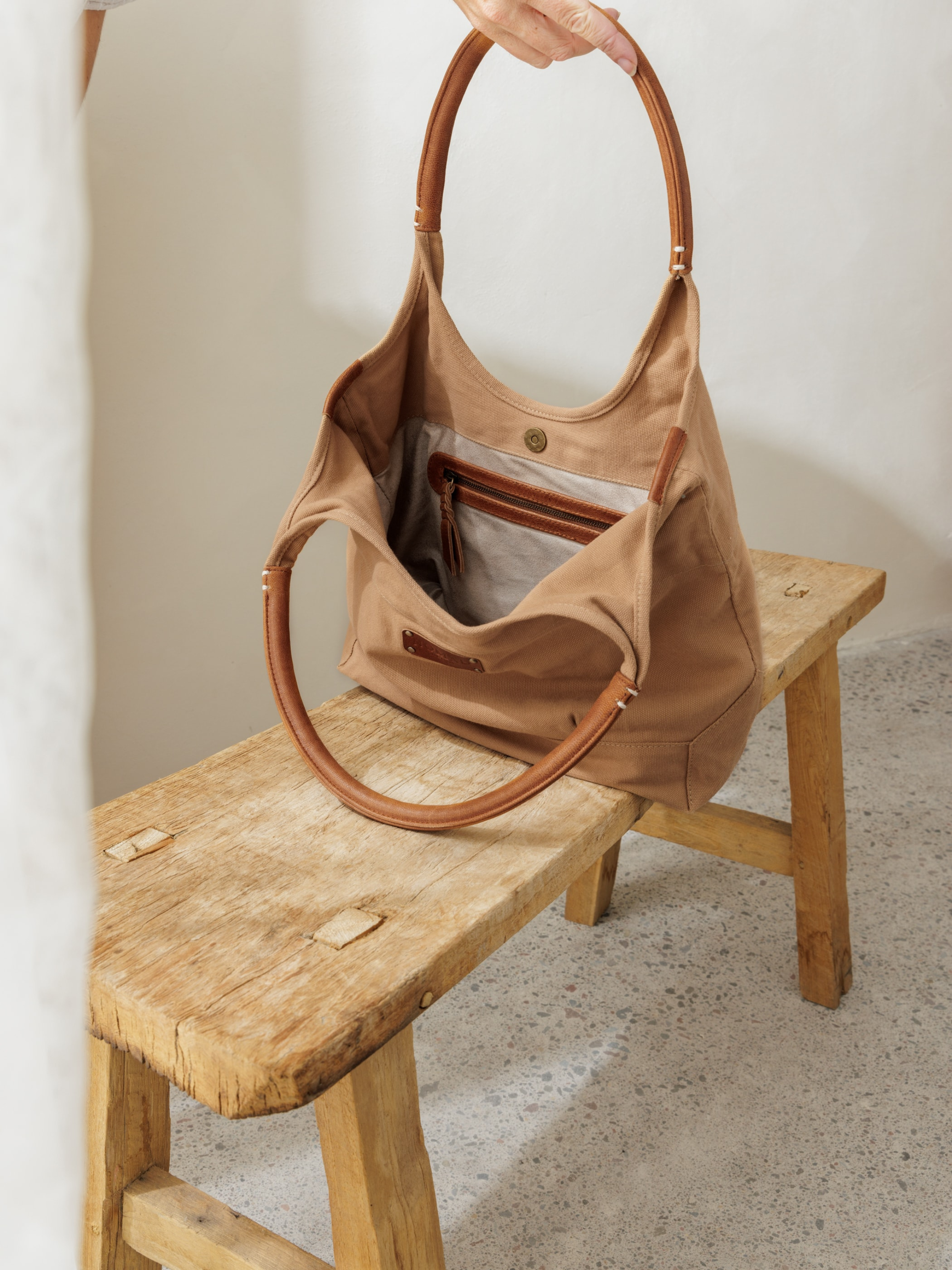 Image features Havana Canvas Tote in Desert Sand