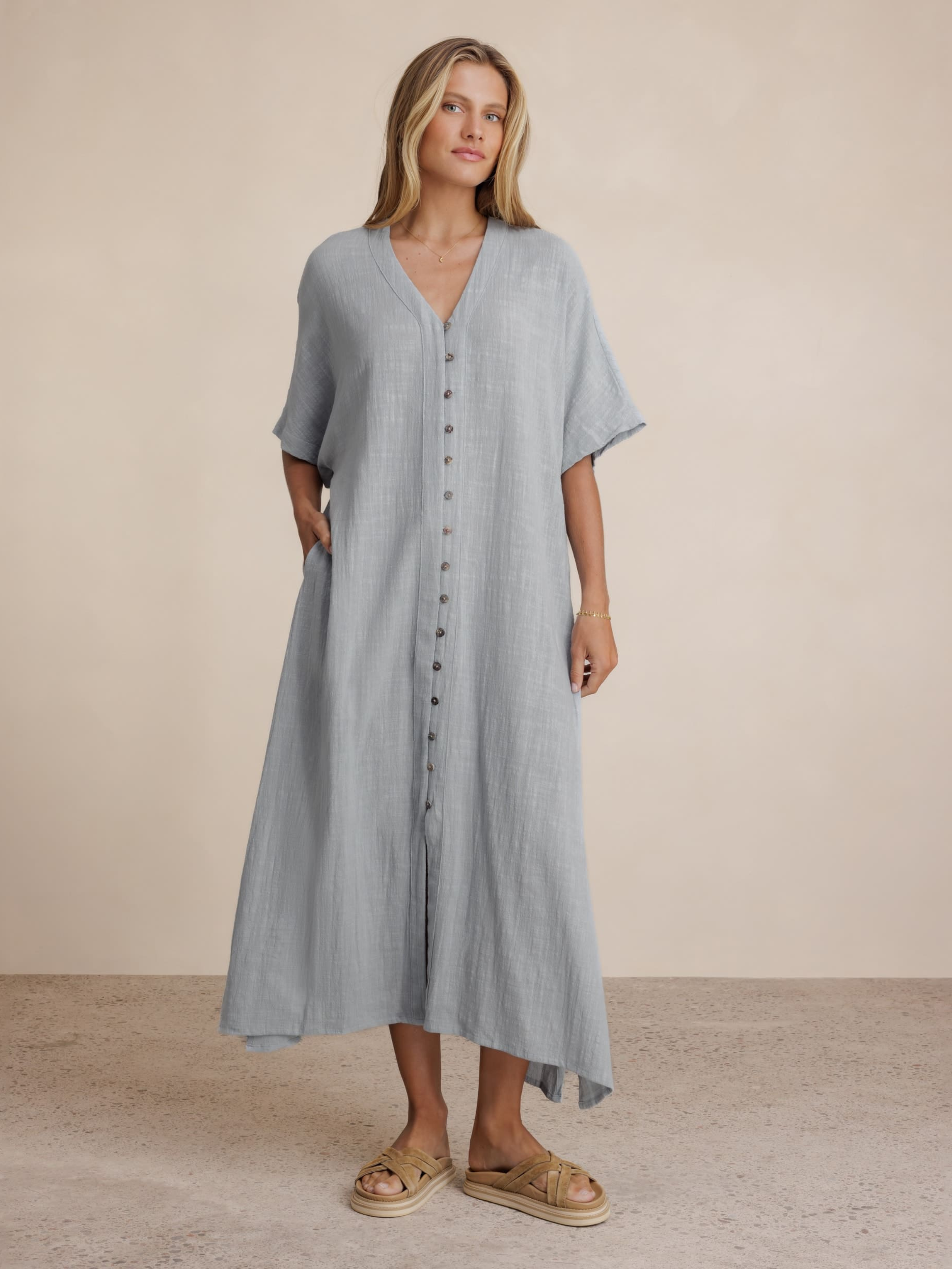 Sevilla Cotton Kimono Slate Blue