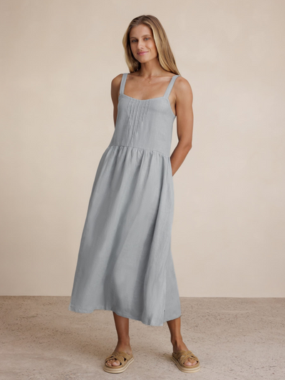 Maeve Linen Midi Dress Slate Blue