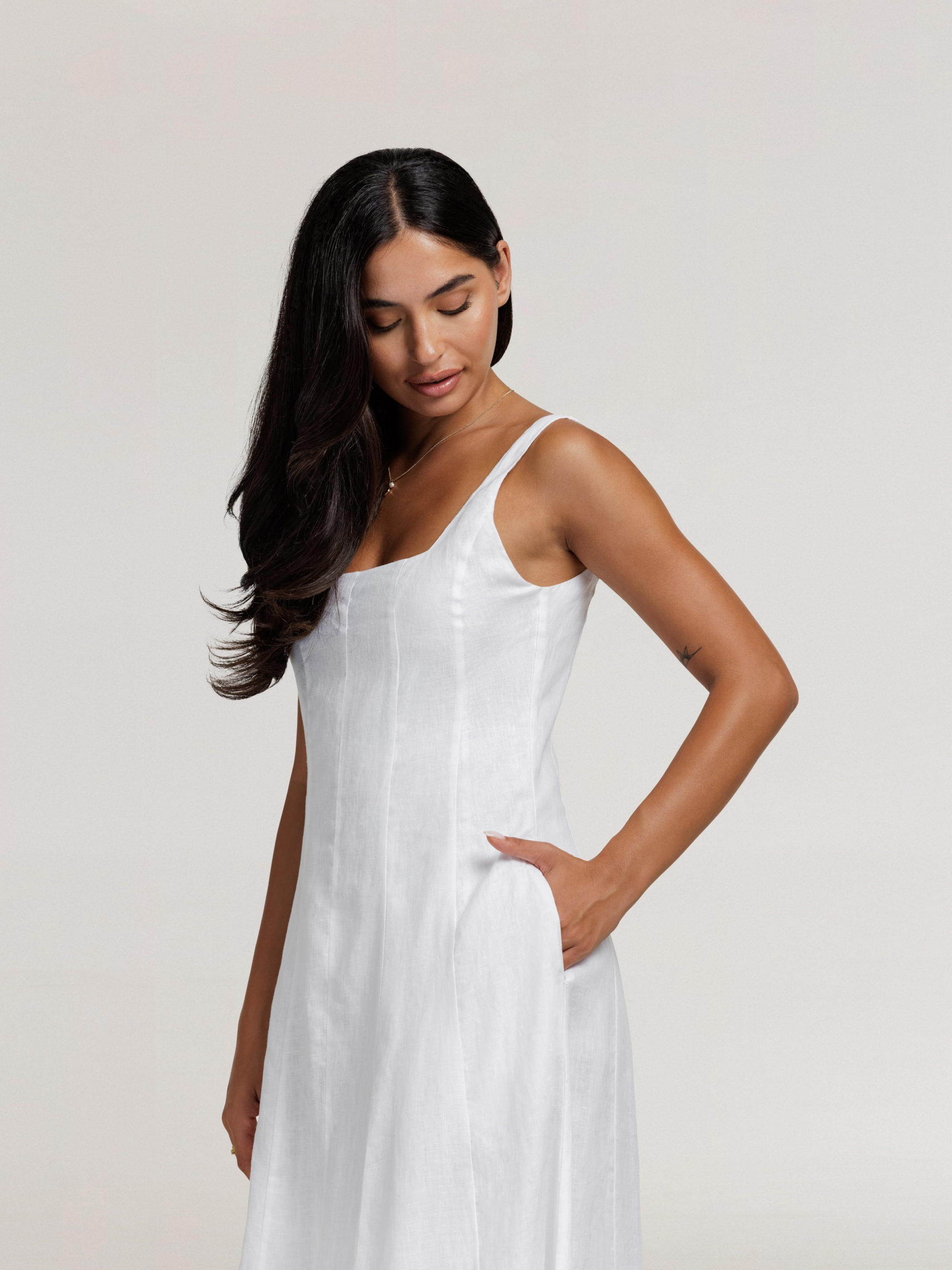 Rosalina Linen Midi Dress White