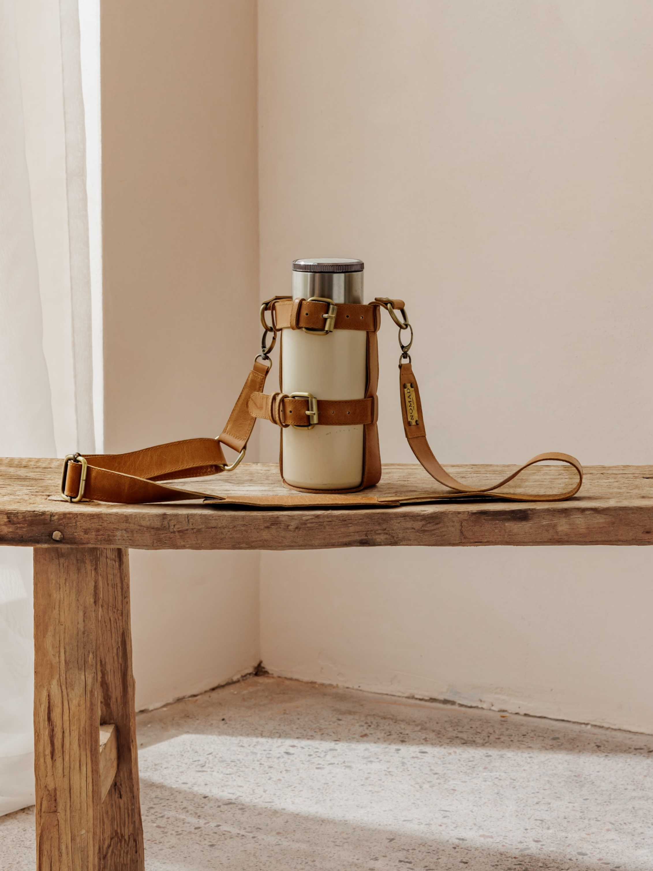 Image features Walkabout Leather Bottle Holder in Tan