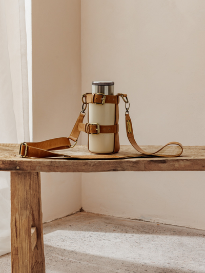 Image features Walkabout Leather Bottle Holder in Tan