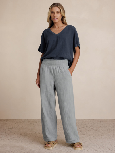 Sancia Cotton Pants Slate Blue