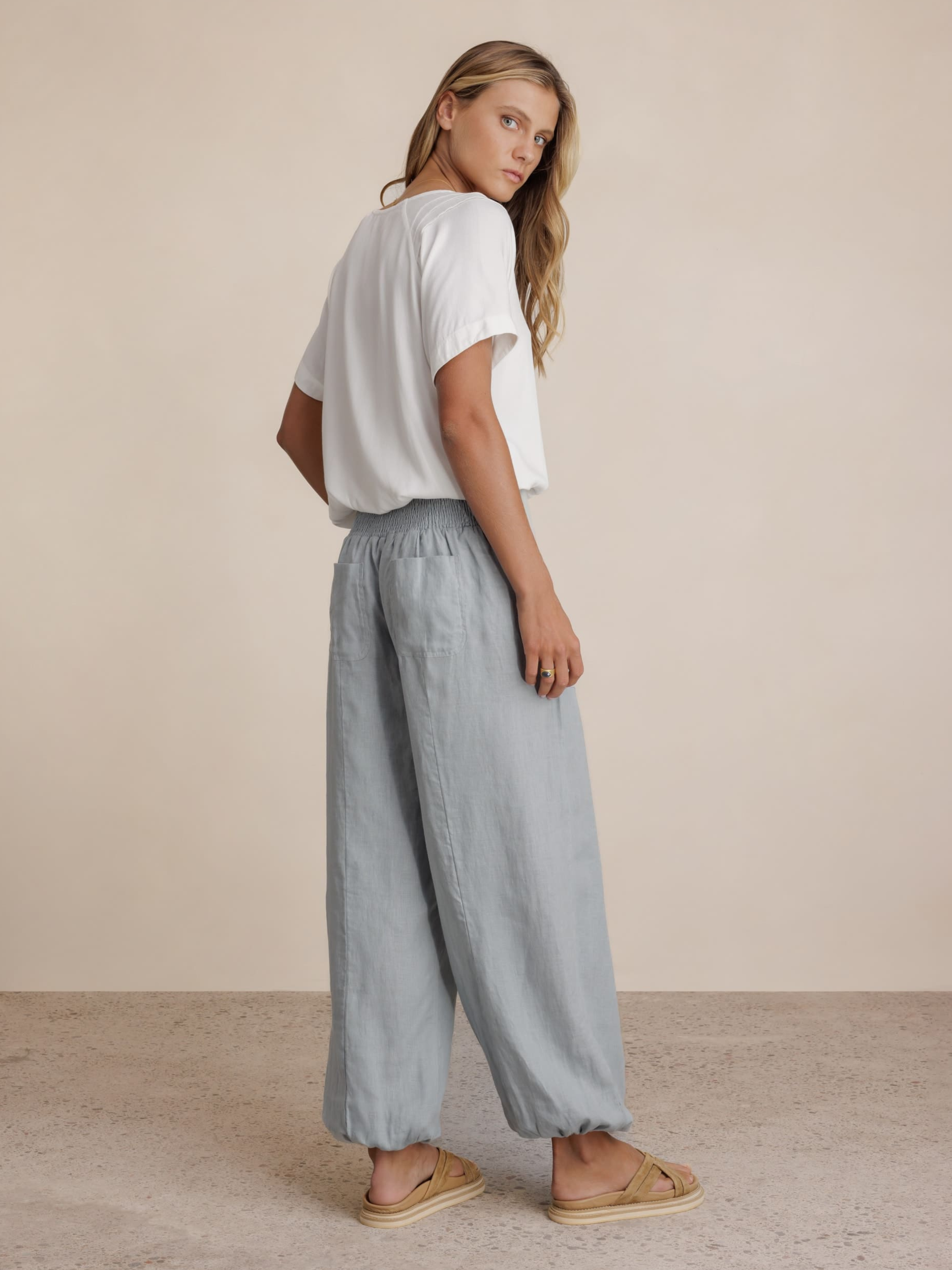 Malibu Linen Pants Slate Blue