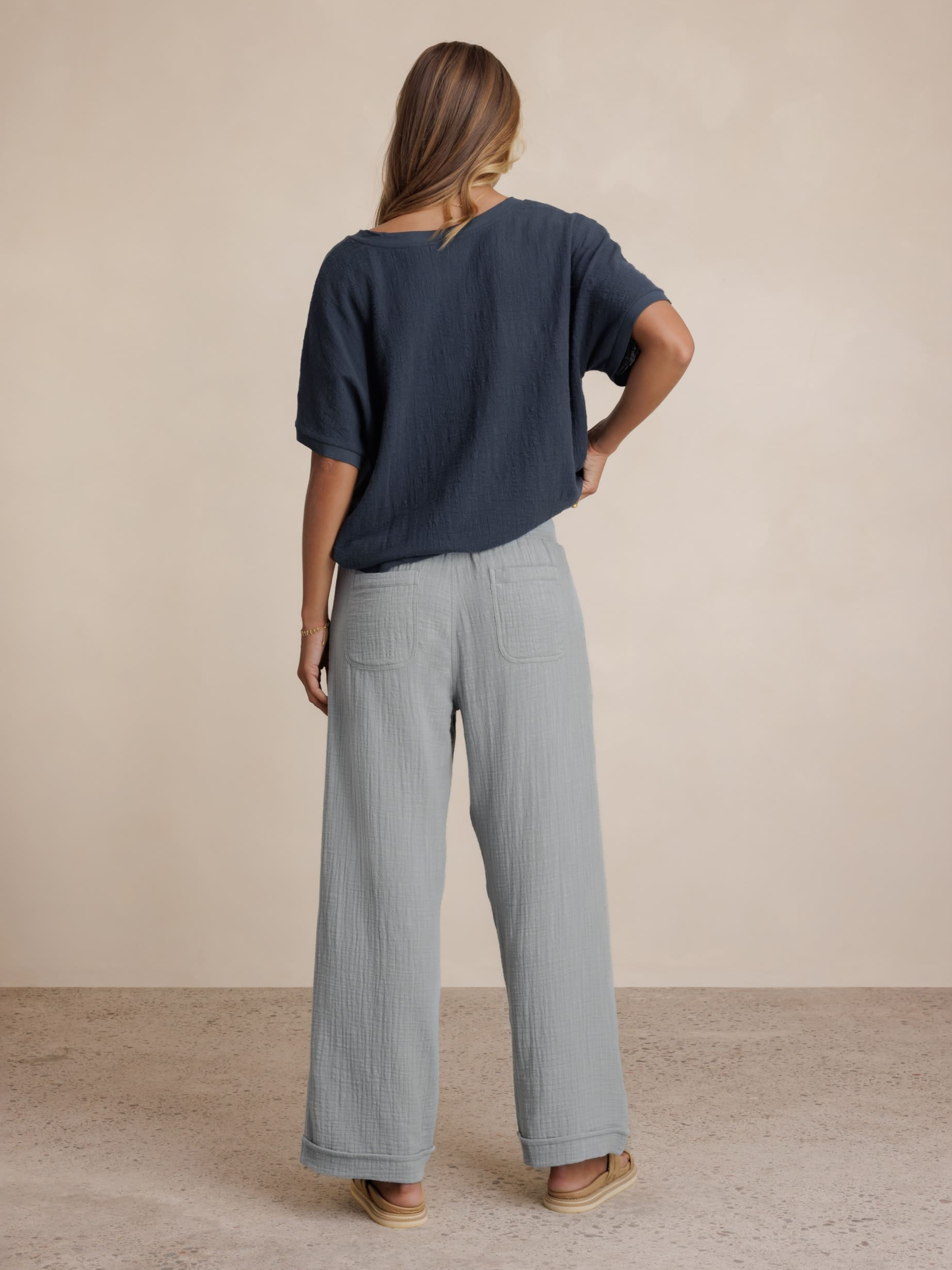 Sancia Cotton Pants Slate Blue