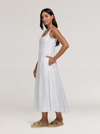 Rosalina Linen Midi Dress White