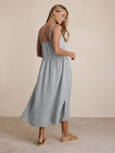 Maeve Linen Midi Dress Slate Blue