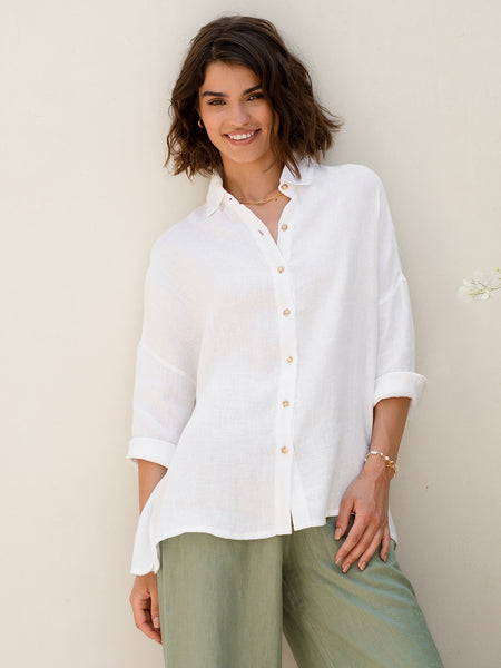 Laguna French Linen Shirt White – Nomad the Label