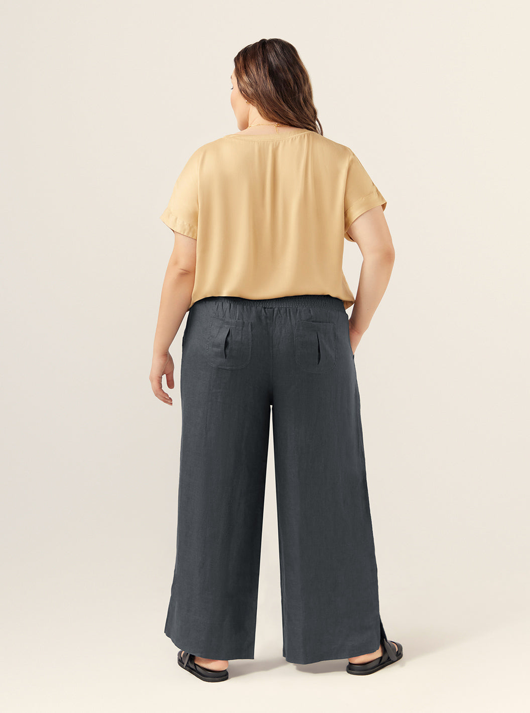 Indali French Linen Pants Charcoal