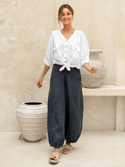 Sadhu French Linen Pants Charcoal