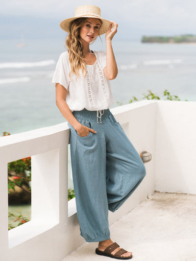 Sadhu French Linen Pants Tahiti Blue