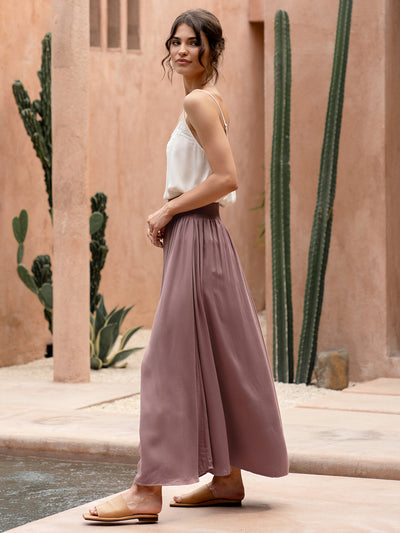 Model wears Samara Ecovero™ Skirt in Plum