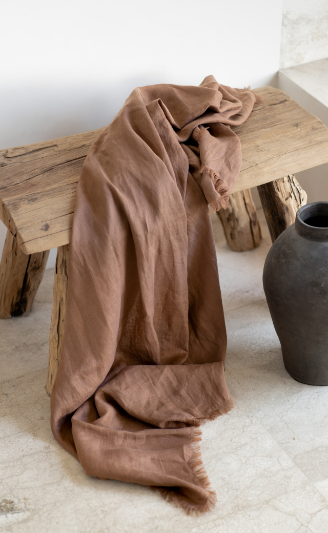 Image features Omari Linen Scarf in Desert Sand